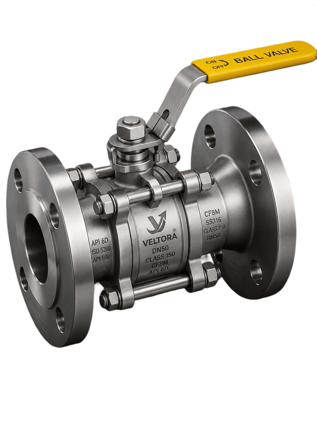 Three piece flanged ball valve
